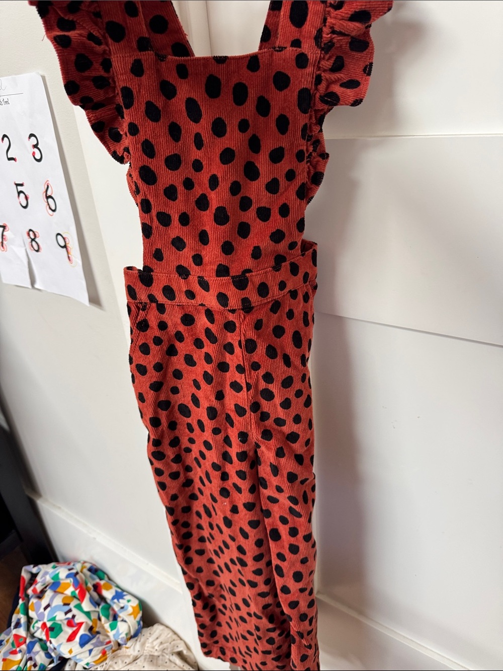 Hanna Anderson Girls Red Polka Dot Overalls